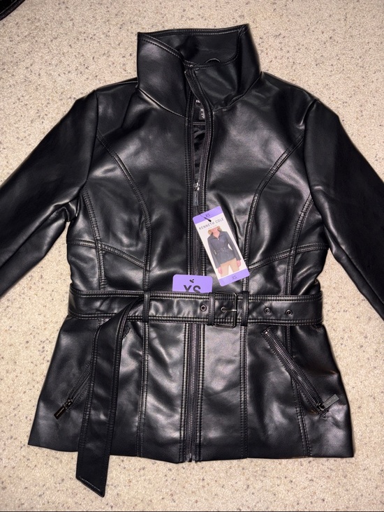 Kenneth Cole Jackets & Blazers - Women’s Kenneth Cole Faux-Leather Belted Jacket, XS, NWT